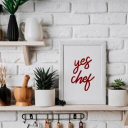 Yes Chef Poster, Mid Century Print, Kitchen Wall Art, Minimalistic Typography Foodie Gifts - thumbnail 3