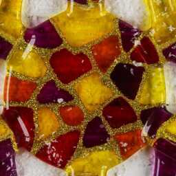 Fused Glass Snowflake Ornament, Hand Painted Colorful Christmas Decor - thumbnail 4