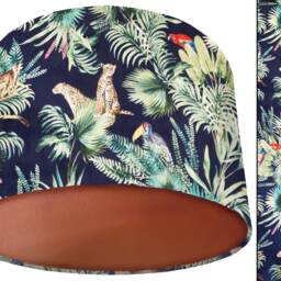 Blue Velvet Lampshade Tropical Animal Print, Copper Lined - thumbnail 2