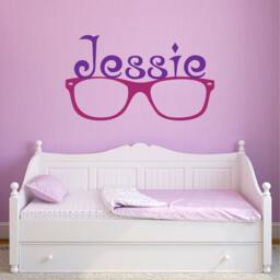 Glasses With Name, Geek Nerd Love Wall Decal, Bedroom Living Room Stickers, Reading Decor
