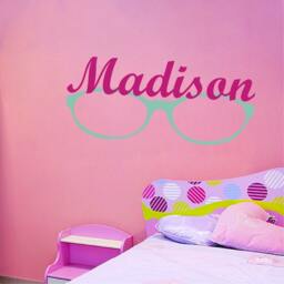 Glasses With Name, Geek Nerd Love Wall Decal, Bedroom Living Room Stickers, Reading Decor - thumbnail 2
