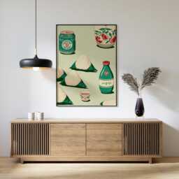 Korean Snack Poster, Onigiri Wall Art, Food Illustration Print - thumbnail 2
