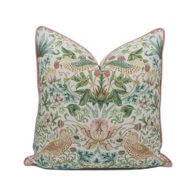 William Morris - Simply Strawberry Thief Cochineal/Willow Iconic Bird Designer Cushion Cover Handmade Home Decor Luxury - image 1