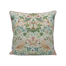 William Morris - Simply Strawberry Thief Cochineal/Willow Iconic Bird Designer Cushion Cover Handmade Home Decor Luxury - thumbnail 2