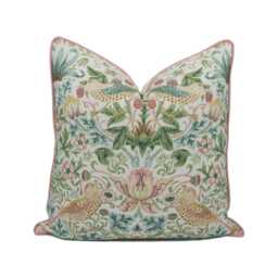 William Morris - Simply Strawberry Thief Cochineal/Willow Iconic Bird Designer Cushion Cover Handmade Home Decor Luxury - thumbnail 1