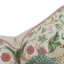 William Morris - Simply Strawberry Thief Cochineal/Willow Iconic Bird Designer Cushion Cover Handmade Home Decor Luxury - thumbnail 3
