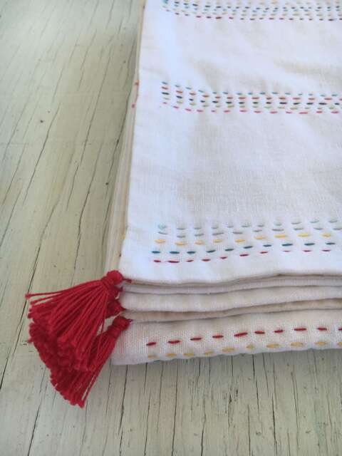 Kantha Inspired Baby Quilt/Linen Hand Quilted Whole Cloth Quilt/ Crib Blanket Shower Gift - image 1