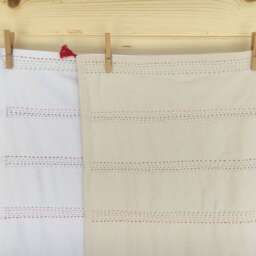 Kantha Inspired Baby Quilt/Linen Hand Quilted Whole Cloth Quilt/ Crib Blanket Shower Gift - thumbnail 4