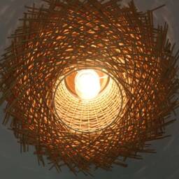 Rattan Bird Nest Flush Mount Light Fixture - Natural Woven Design - thumbnail 3