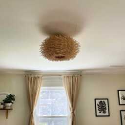 Rattan Bird Nest Flush Mount Light Fixture - Natural Woven Design
