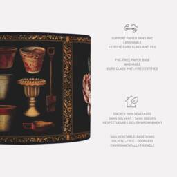 Lampshade Floor Lamp, Retro Vintage Artisanal Flowers - thumbnail 2