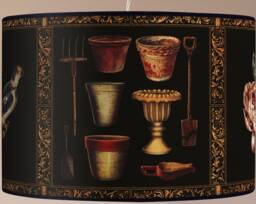 Vintage Floral Lampshade, Black Retro Floor Lamp, Garden Decor