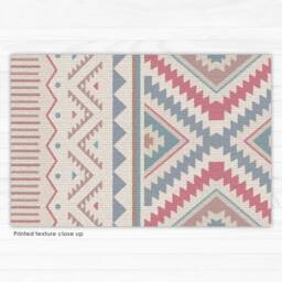 Kilim Style Vinyl Floor Mat Linoleum Rug in Pink & Blue. Area Rug, Door Mat, Runner Or Kitchen Printed To Order. Art Mat - thumbnail 2