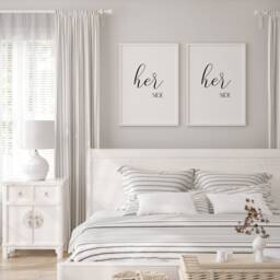 Her Side & Prints - Set Of 2 - Romantic Gallery Wall Art Bedroom Decor Wedding Or Engagement Gift New Home Posters Unframed - thumbnail 3