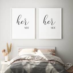 Her Side & Prints - Set Of 2 - Romantic Gallery Wall Art Bedroom Decor Wedding Or Engagement Gift New Home Posters Unframed - thumbnail 1