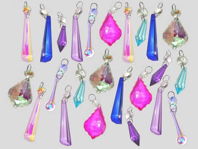 24 Christmas Tree Wedding Decorations Advent Calendar Fillers Mix Color Chandelier Drops Glass Crystals Droplets Beads Light Crafts Parts - image 1