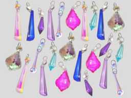 24 Christmas Tree Wedding Decorations Advent Calendar Fillers Mix Color Chandelier Drops Glass Crystals Droplets Beads Light Crafts Parts