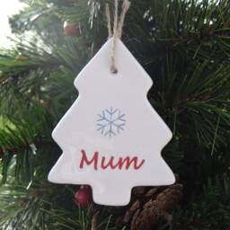 Mum, Handmade Ceramic Mum Christmas Tree Decoration, Gift For Present, Xmas Decoration - thumbnail 2