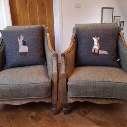 Big Hand Crafted Harris Tweed Fox Embroidered Cushion Cover - thumbnail 2