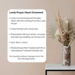 Lords Prayer Sign, Christian Wall Art, Bible Verse Gift, Decor, Religious Heart Plaque - thumbnail 2