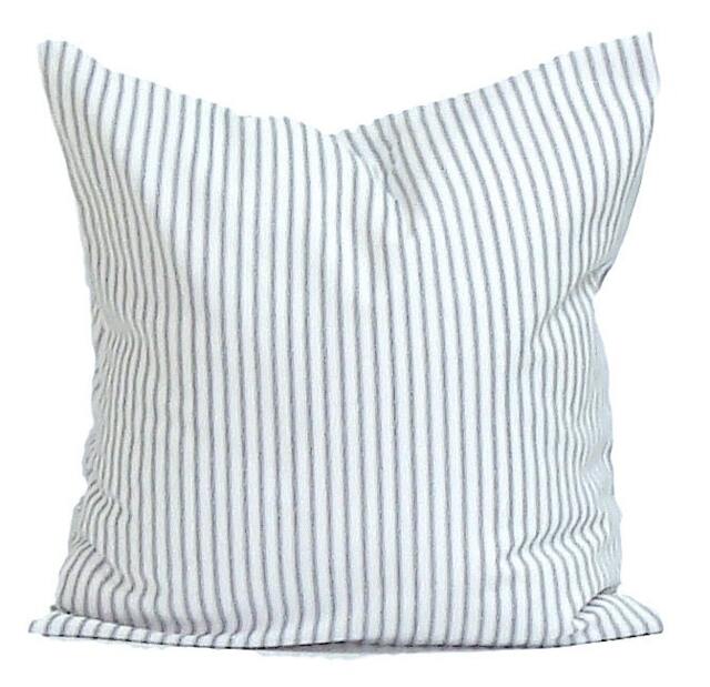 Blue Ticking Pillow Cover Sale, Farmhouse Cover, For A 14x14 Insert - image 1