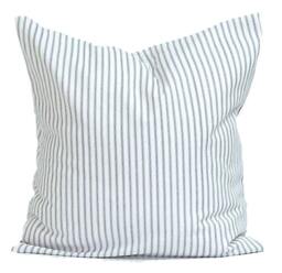 Blue Ticking Pillow Cover Sale, Farmhouse Cover, For A 14x14 Insert - thumbnail 1
