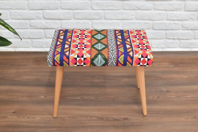 Handmade Furniture, Footstool Ottoman, Turkish Bench, Small Ottoman Hall Seat, Entryway Piano Houswarming Home Gift - image 1