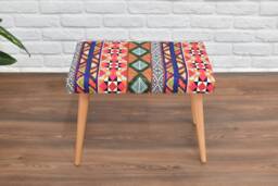 Handmade Furniture, Footstool Ottoman, Turkish Bench, Small Ottoman Hall Seat, Entryway Piano Houswarming Home Gift - thumbnail 1