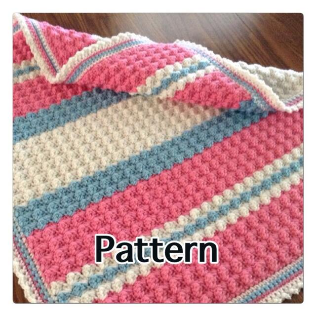 Pattern For Unique Textured Crochet Baby Blanket Sweet Shell Stitch Afghan Beginner Pink Turquoise - image 1