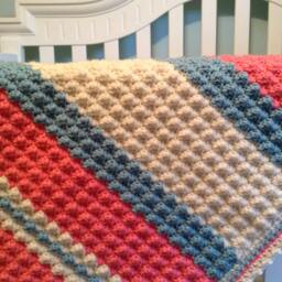 Pattern For Unique Textured Crochet Baby Blanket Sweet Shell Stitch Afghan Beginner Pink Turquoise - thumbnail 2