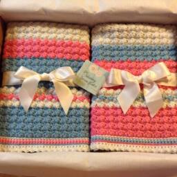 Pattern For Unique Textured Crochet Baby Blanket Sweet Shell Stitch Afghan Beginner Pink Turquoise - thumbnail 4