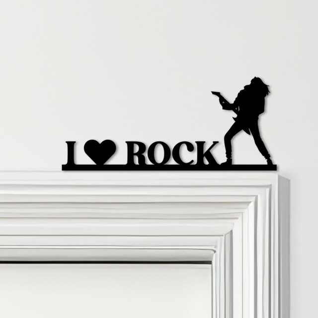 Door Topper I Love Rock Guitar Player Various Colours Decorative Sign - Sign, Novelty Wall Decor, Frame Art, Art - image 1
