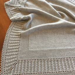 Custom Knit - Hand Cables & Lace Baby Blanket Shower Girl Boy Square Heirloom - thumbnail 2