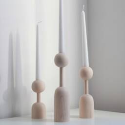 Scandinavian Wooden Candlestick Set Rustic Home Decor - thumbnail 4