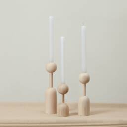 Scandinavian Wooden Candlestick Set Rustic Home Decor - thumbnail 3