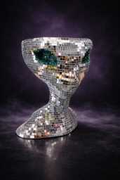 Disco Alien Head Planter, Mirror Ball Plant Pot - thumbnail 1