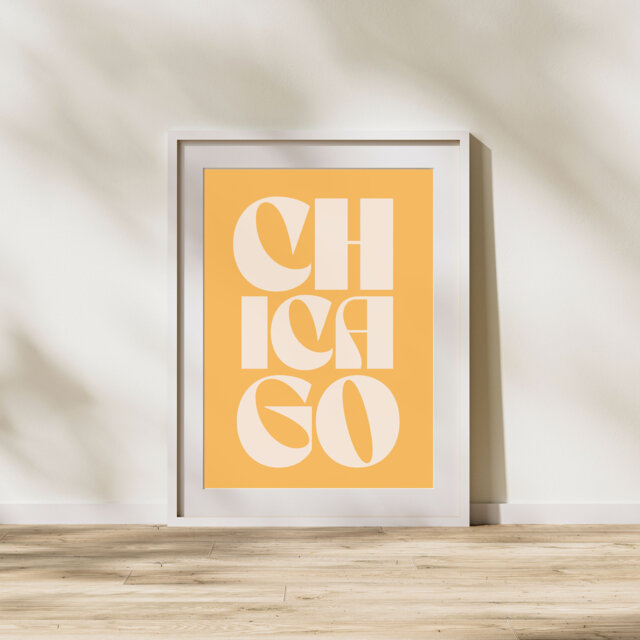Chicago Typography Statement Print - City Print, Eclectic, Retro Art, Living Room Bedroom A3 Illinois - image 1