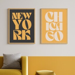 Chicago Typography Statement Print - City Print, Eclectic, Retro Art, Living Room Bedroom A3 Illinois - thumbnail 2