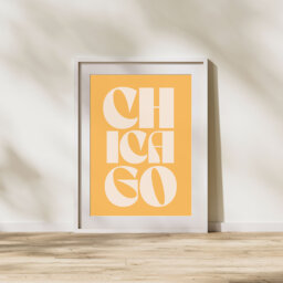 Chicago Typography Statement Print - City Print, Eclectic, Retro Art, Living Room Bedroom A3 Illinois - thumbnail 1