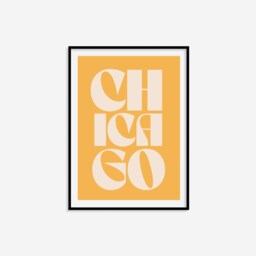 Chicago Typography Statement Print - City Print, Eclectic, Retro Art, Living Room Bedroom A3 Illinois - thumbnail 3