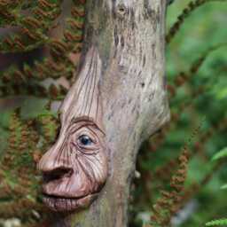 Ooak Wood Carved Face Dryad - thumbnail 4
