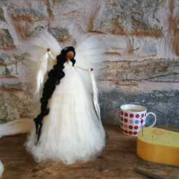 Black Angel Tree Topper African Called Shameka By Jade Shen Black Christmas Angel Felted Dark Skin