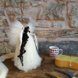 Black Angel Tree Topper African Called Shameka By Jade Shen Black Christmas Angel Felted Dark Skin - thumbnail 2