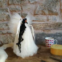 Black Angel Tree Topper African Called Shameka By Jade Shen Black Christmas Angel Felted Dark Skin - thumbnail 3