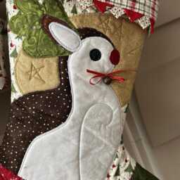 Quilted Christmas Stocking - Santa, Snowman, Nutcracker, Reindeer Handmade Family Heirloom Farmhouse Decor - thumbnail 4