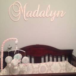 Nursery Name Sign - Wall Decor Wooden Decor- Gold Glitter - thumbnail 2