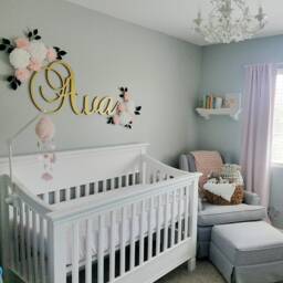 Nursery Name Sign - Wall Decor Wooden Decor- Gold Glitter - thumbnail 3