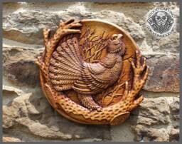 Capercaillie Bird Wood Carving, Rustic Wildlife Wall Art - thumbnail 1