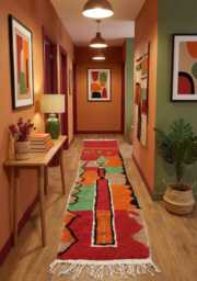 Handmade Wool Berber Runner Rug Custom Moroccan Design - thumbnail 1