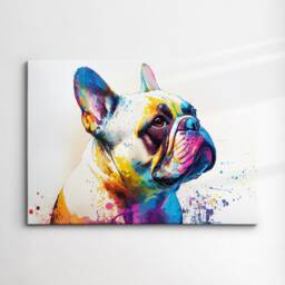 Colorful French Bulldog Dog Pet Abstract Modern Oil Painting Wall Art, Framed Canvas Poster Print, Home Kitchen Office Room Decor, Gifts - thumbnail 3